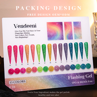 Vendeeni – Coffret de 15 vernis gel pailletés disco, design gratuit, avec TPOHEMA GRATUIT et vernis gel réfléchissant néon OEM GRATUIT