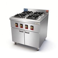 Cuisinière à gaz professionnelle en acier inoxydable à 4 brûleurs, sur pied, haute puissance, pour cuisinière à pot en terre cuite, idéale pour les cuisines de restaurant