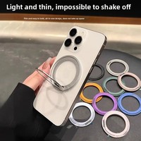 Support de téléphone portable en alliage d'aluminium ultra-fin, adhésif, avec anneau rotatif, compatible avec les chargeurs de bureau, support horizontal et vertical