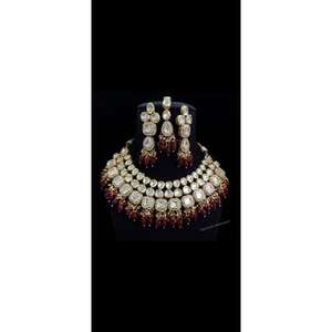 Conjunto de collar de Gargantilla Kundan pesado Premium para niñas y mujeres Minakari Latón chapado en oro étnico para fiesta - Product Image 1