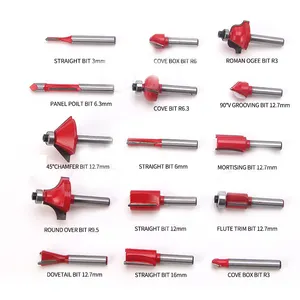 HENGLAI 15PCS 1/4 Inch Shank Tungsten Carbide Tipped Router Bit Set with Blue Case CNC Router Bits for Woodworking