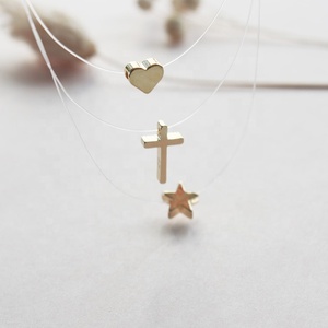 Gargantilla de estrella transparente flotante, hilo de pescar Unisex, collar Invisible de ilusión de corazón - Product Image 6