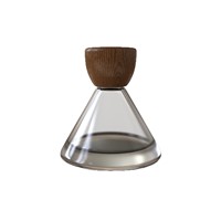 Flacon de parfum en verre transparent en forme de pagode conique, flacon de décontamination d'échantillons avec bouchon en bois et pulvérisateur à pompe.