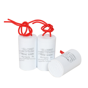 <span class=keywords><strong>Condensateur</strong></span> à film métallisé zinc-aluminium <span class=keywords><strong>CBB60</strong></span> avec fils de connexion 4UF~30UF, boîtier cylindrique en plastique pour moteur de pompe de machine à laver - Product Image 1