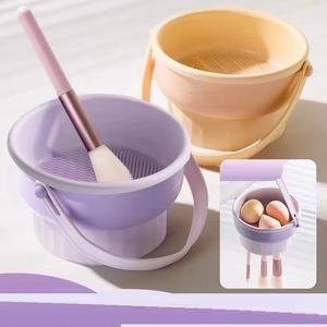 Limpiadores de brochas de maquillaje profesionales Cuenco de limpieza de brochas de maquillaje portátil - Product Image 3