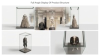 Vitrine en verre haute transparence avec éclairage LED sur rail et niches murales encastrées pour l'exposition de costumes anciens et d'œuvres d'art