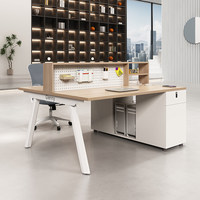 Combinaison Table et Chaises de Bureau Commerciales en Bois Moderne et Simple pour 2, 4 ou 6 Personnes, Démontable, Boîte de Rangement Câbles Incluse