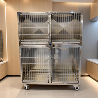 Jaula para Perros de Acero Inoxidable 304 de Primera Calidad, con 4 Unidades y Divisor Extraíble, para Hospital Veterinario