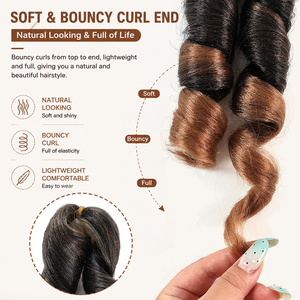 Extensions synthétiques 15 pouces 4X French Curl <span class=keywords><strong>Afro</strong></span> Crochet Braiding pré-bouclées en spirale, boucles bohèmes, ignifuges, 330g, 1 paquet - Product Image 4