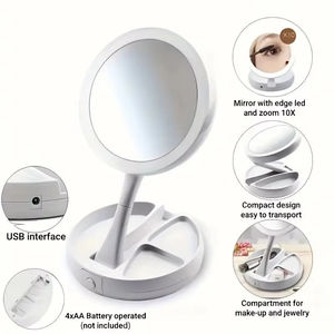 Espejo de Maquillaje LED de Escritorio, Plegable, de Doble Cara, para el Hogar, en Oferta - Product Image 5