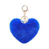 En stock, porte-clés en peluche multicolore, porte-clés pompon en forme de cœur