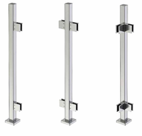 Poteau carré en acier inoxydable satiné 316 pour garde-corps en verre de 3/8" ou 1/2"