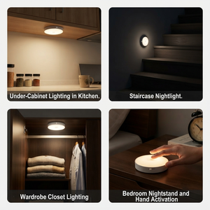 Round <b>LED</b> Night <b>Light</b> Cold White <b>Sensor</b> Control Battery Operated Magnetic Wall Lamp for Bedroom Minimalist Design - Product Image 2