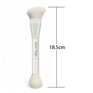 Double End Angled Foundation Blush Makeup Brush White Plastic Handle Concealer Face Professional Cosmetic Beauty Brush - Product Image 2