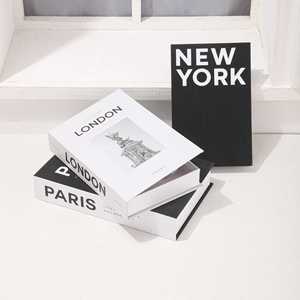 Ensemble de 3 boîtes de rangement en papier enduit avec fermeture magnétique pour la décoration de café, <span class=keywords><strong>hôtel</strong></span>, salon - Style Londres, New York, <span class=keywords><strong>Paris</strong></span> - Product Image 3