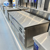MOQ 1 OEM Grosir Kulkas Dapur Komersial Dua Pintu Model 6 Laci Kulkas Bawah Meja Untuk Dapur