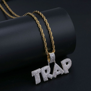 Ciondolo in stile <span class=keywords><strong>rap</strong></span> hip-hop con musica TRAP e piccole pietre di zirconia intarsiate - Product Image 1