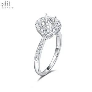 Very Fine Jewelry Engagement Diamond Ring Semi Mounting Ring Made in 18k White Gold For Woman