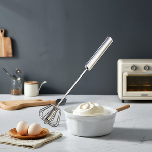 Sbattitore per uova in acciaio inossidabile a mano strumento da cucina semi automatico eco-friendly in metallo frullino per uova - Product Image 1