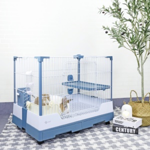 Modern Foldable Pet Cage Rectangle Steel Wire Frame Plastic Tray Base Horizontal Sliding Door Indoor Use for Dogs - Product Image 4