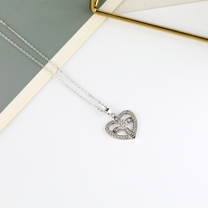 Collar de Plata de Ley 925 con Cruz de Corazón y Circonitas, Diseño de Doble <span class=keywords><strong>Elemento</strong></span>, Joyería Elegante para Regalo, Personalizable - Product Image 5