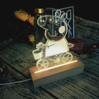 Base de lampe à Led ovale en bois gravée, blanc, panneau acrylique, 5 pièces, vente en gros