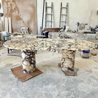 Table moderne de luxe en marbre violet Calacatta Viola pour la maison, l'hôtel, la salle à manger, le salon, la table basse et de travail