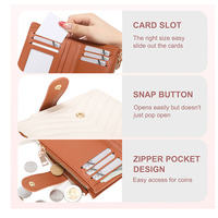 Cartera de Cuero Vegano de Gran Capacidad para Mujer, con Protección RFID, Diseño de Piel de Vaca Acolchada, Monedero Bifold con Cierre de Cremallera y Múltiples Ranuras para Tarjetas
