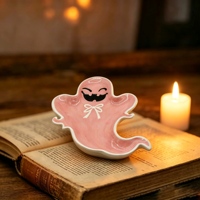 Porte-bougie en céramique en forme de citrouille rayée souriante, base vert clair, pour bougie chauffe-plat, figurine Jack O'Lantern d'Halloween pour chambre à coucher