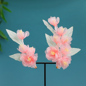 25 nouvelles pinces à cheveux artisanales au design original, motif begonie rose printanière, accessoires de maquillage et de coiffure de style chinois pour Hanfu - Product Image 3