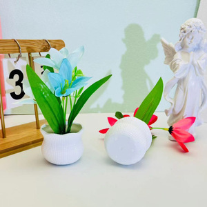 Plante artificielle en pot de narcisse, hauteur 16 cm, fleur en soie, bonsaï pour la décoration de balcon et de cour, blanc, rose, violet, rouge clair - Product Image 2