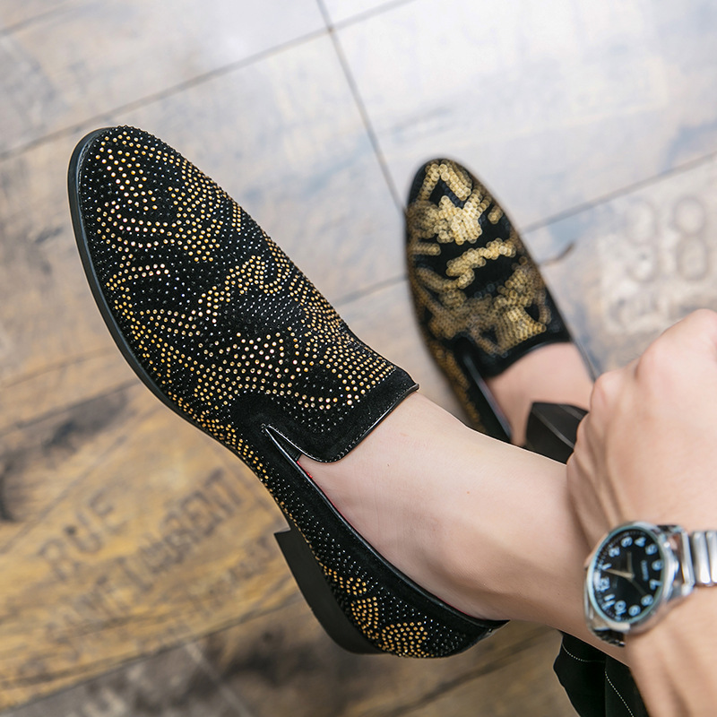Men's Spikes Dress Shoes with Rhinestone Designer Loafers Men's Spikes Dress Shoes with Rhinestone Designer Loafers
