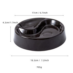 Cendrier rond en céramique noire pour pipe et cigarette avec bouchon en liège, idéal pour la maison ou comme cadeau - Product Image 4