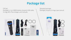 Nhà Máy Bán Buôn Giá Tốt Xtar D26 1600 Lumen Lặn Đèn Pin Mạnh Mẽ <span class=keywords><strong>Torch</strong></span> Pin Có Thể Sạc Lại Lặn Đèn Pin 26650 - Product Image 5