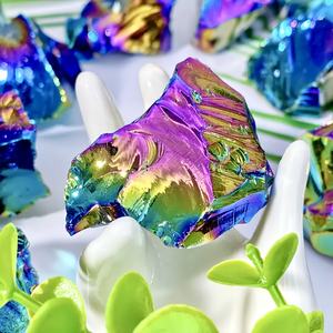 Obsidienne noire brute, pierre naturelle, décorations en cristal pour la maison, électroplaquée, pierre de guérison - Product Image 3