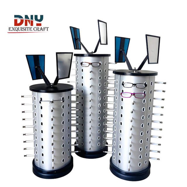 Hot Custom Design Eyewear Display Showcase Mirror Optical Sun Glasses Frame Cabinet Rack Floor Rotating Sunglass Display Stand