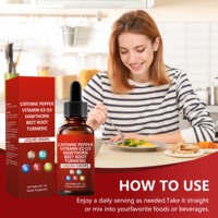 Produit transfrontalier très demandé : Gouttes de vitamine C 60 ml, enrichies en vitamine K2, D3, à base de chili, d'aubépine, de betterave et de curcuma, fabrication OEM