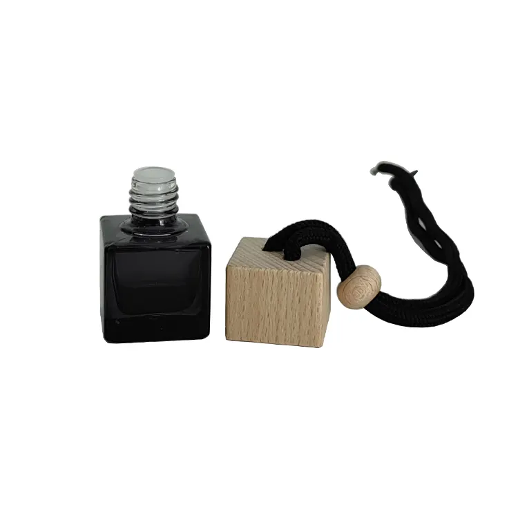 8ml tapa de madera negra vacía de lujo Mini clásico colgante de vidrio ambientador aceite esencial Perfume coche difusor botella