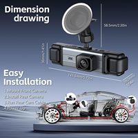 Caméra de tableau de bord 4 canaux WiFi 1080P avant, intérieur, arrière, DVR de voiture, vision nocturne 360 degrés, écran IPS 3,16 pouces, moniteur de stationnement