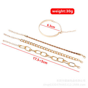 Conjunto de Pulseras de Cadena Chapadas en Oro, Estilo Punk, Joyería de Aleación, Accesorio de Moda Unisex - Product Image 4