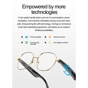 2025 W100B Gafas inteligentes Auriculares portátiles con AI Assistant ChatGPT 4,0 Traducción en tiempo real 163 Música BT Altavoz Gafas - Product Image 2