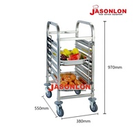 Équipement de boulangerie, chariot à plateaux alimentaires en acier inoxydable à 15 étages, 15 niveaux, 1/1 GN, roulettes robustes à 4 roues