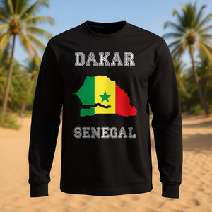 Camiseta de Manga Larga con la Bandera de Dakar, Senegal, Cuello Redondo, Unisex, para Adultos, Ropa Promocional - Product Image 3