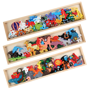 Jouets en bois populaires : puzzles de formes à emboîter, blocs à empiler, puzzles <span class=keywords><strong>3D</strong></span> en bois pour enfants - Product Image 1