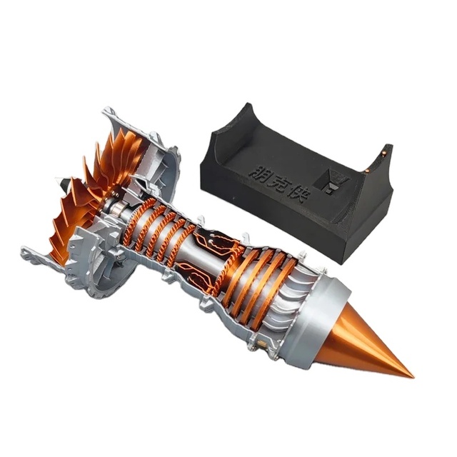 A380 Aircraft Turbofan Engine Electric Jet Engine 3D Printing Model PLA Mini Engine Electric Science Experiment Toy Gift
