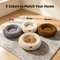 Lit pour animaux de compagnie ovale moderne, écologique et confortable, en fausse fourrure de luxe et en polaire respirante, coussin en peluche à motif uni pour chats et chiens