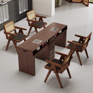 <b>Top</b> Selling Japanese Style Antique <b>Solid</b> <b>Wood</b> with Vacuum Cleaner, Single or Double Person Russian Style Walnut Nail Art <b>Table</b> - Product Image 3