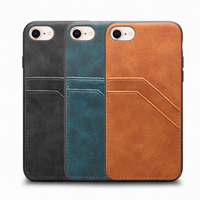 Étui de téléphone en cuir PU rétro de luxe en gros pour iPhone 11-18, coque arrière vintage avec porte-cartes double