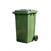Poubelle à roulettes en plastique vert YTS de 240 L pour extérieur, conteneur à déchets rectangulaire avec couvercle pour ferme, verger, jardin, assainissement