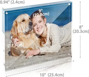 Free Standing Easy to Change Double Sided Frameless Desktop Floating Display Magnetic <b>Acrylic</b> <b>Picture</b> Photo <b>Frame</b> - Product Image 5